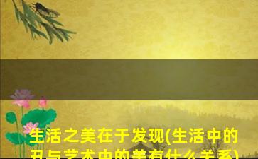 生活之美在于发现(生活中的丑与艺术中的美有什么关系)